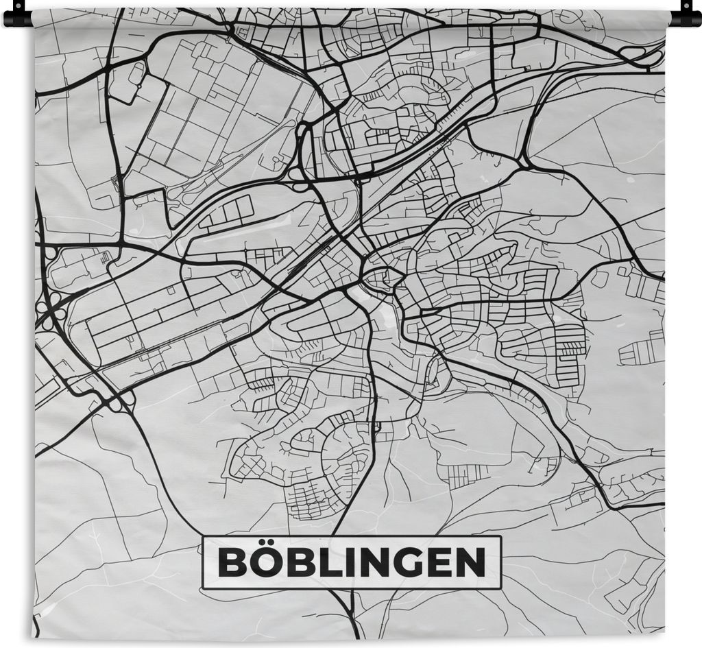 MuchoWow Wandteppich Wandbehang Stadtplan - Böblingen - Karte - Deutschland - Karte 60x60 cm Tapisserie Dekoration Wandtuch - Dekorationen - Wan...