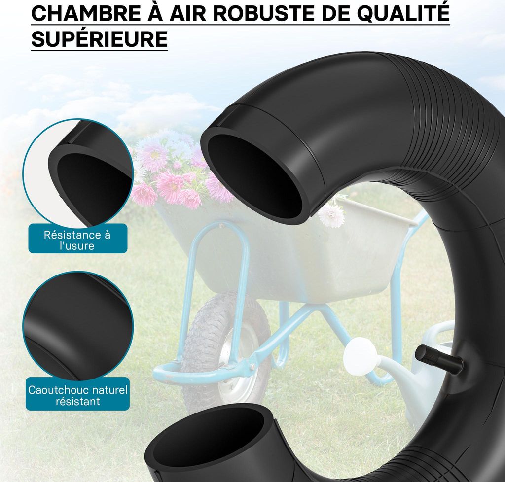 Set 2 Camere D'Aria Per Ruote Carriola 3.50-8 - Valvola TR13, Carico Max 130 Kg