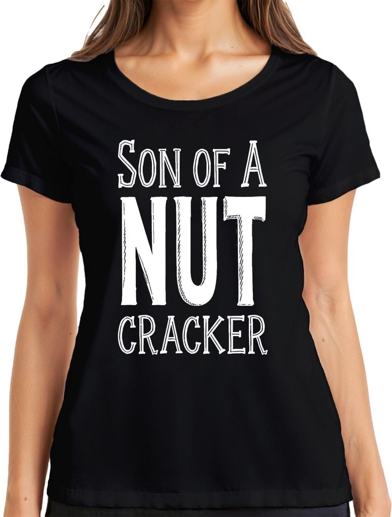 SON OF A NUT CRACKER Weihnachten Nussknacker lustig Geschenkidee Damen T-Shirt, Schwarz, XXL