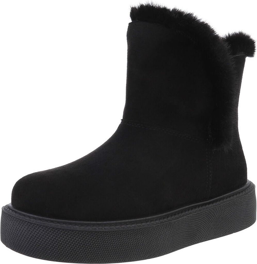 Ital-Design Damen Stiefeletten Plateaustiefeletten Flache Stiefeletten Leicht gefüttert Wildlederoptik Snowboots 87214755 Schwarz Gr. 39