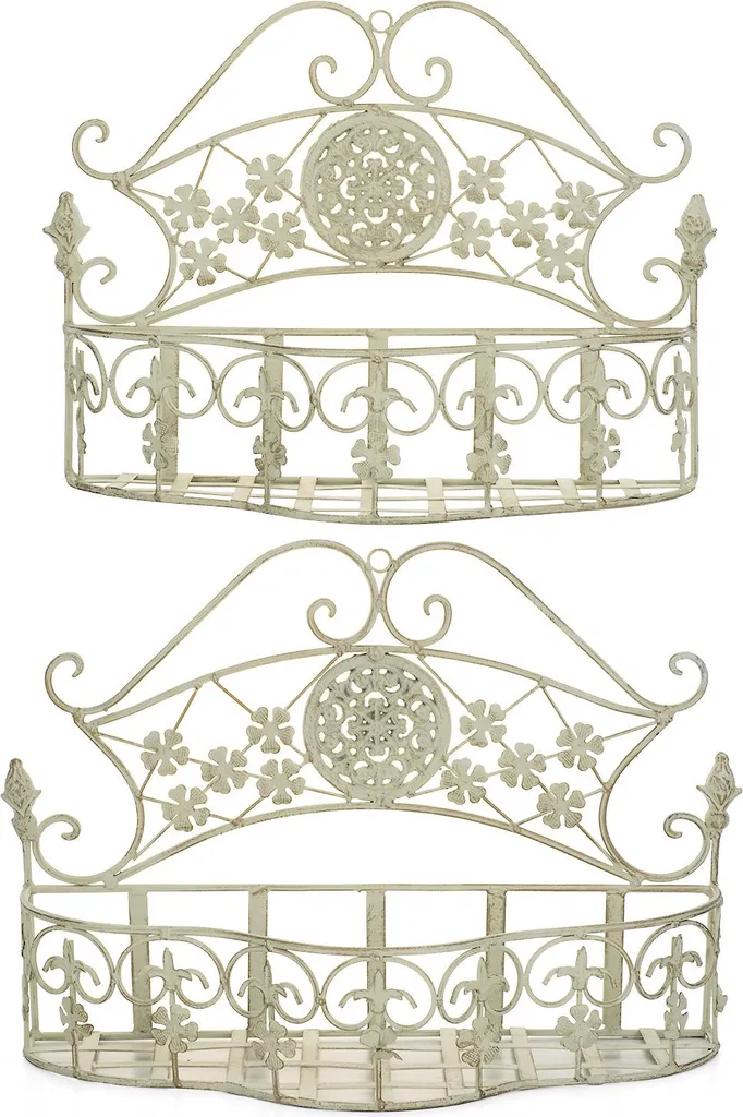 Corbeille à plantes murale en fer forgé Shabby Chic lot de 2 paires