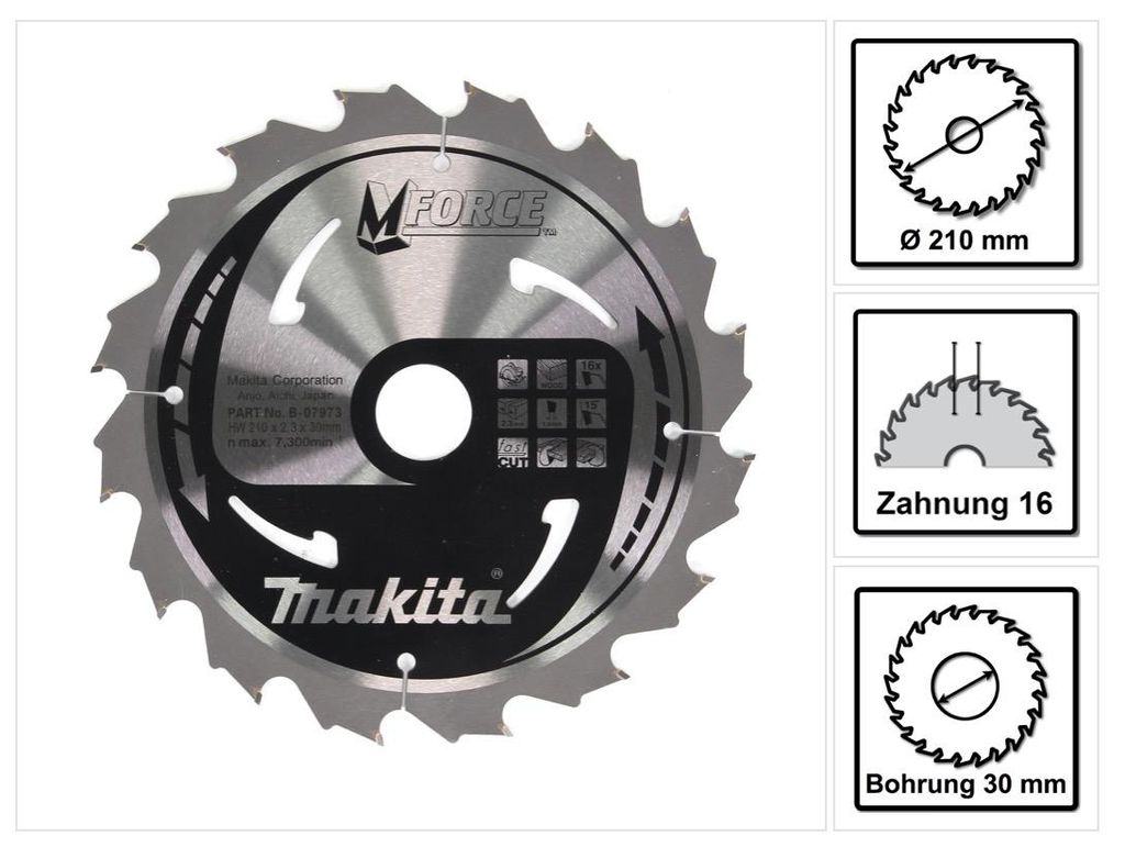 Makita Kreissägeblatt Mforce 210 x 30 x 2,3 mm 16 Zähne ( Produktbild 