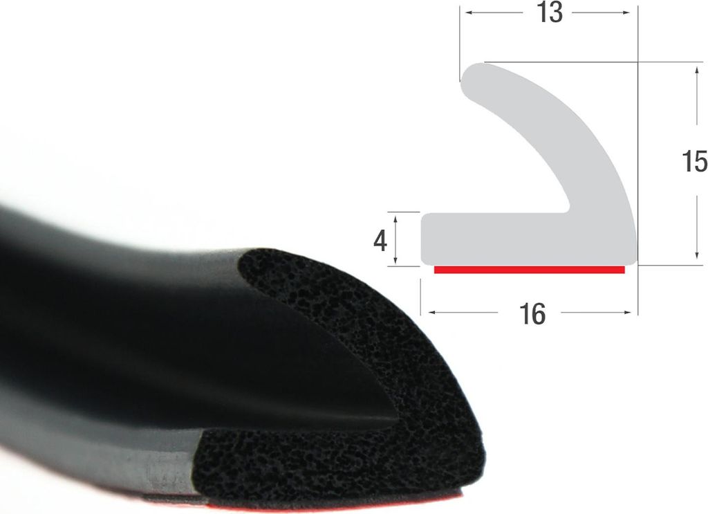 WKP1 Moosgummi EPDM / L - Profil 16x15 mm selbstklebend Produktbild 