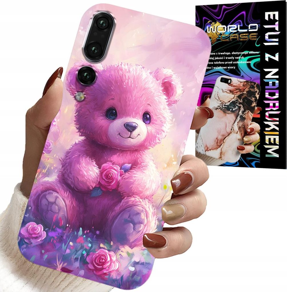 Hülle Für Huawei P20 Plus - Süsser Teddybär Auf Rosa Hintergrund, Hülle + Folie