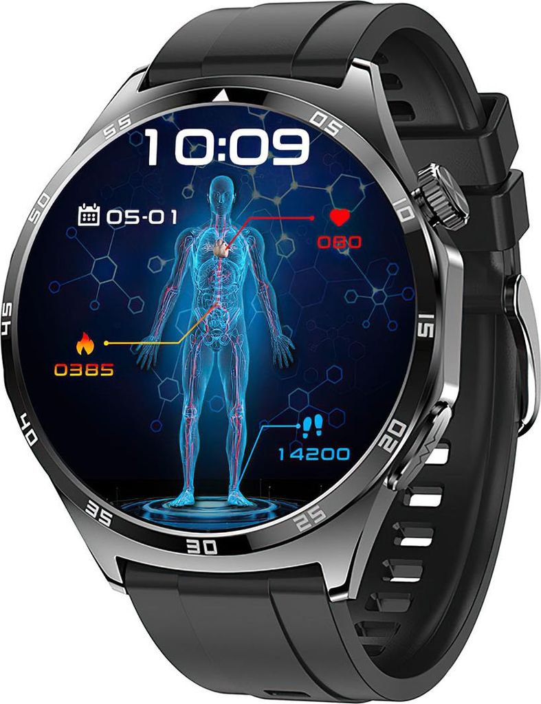Smartwatch 48 mm – AMOLED 1,43 Zoll, EKG & HRV, BMI, Telefonfunktion, 24h Gesundheitsüberwachung, mehrere Sportmodi