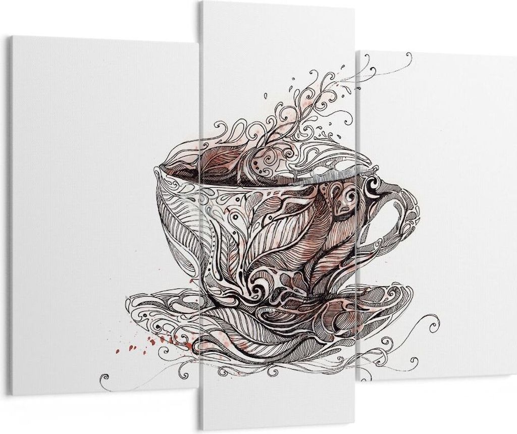 Bild auf Leinwand - Leinwandbild - Abstraktion Tasse Tee heiß - 130x100cm - Wand Bild - Wanddeko - Leinwanddruck - Bilder - Kunstdruck - Wanddekor...