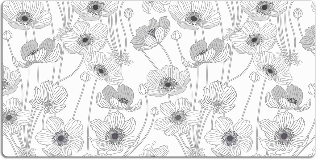 Schreibtischmatte Tischunterlage 100x50 cm Mauspad - Mohnkontur.