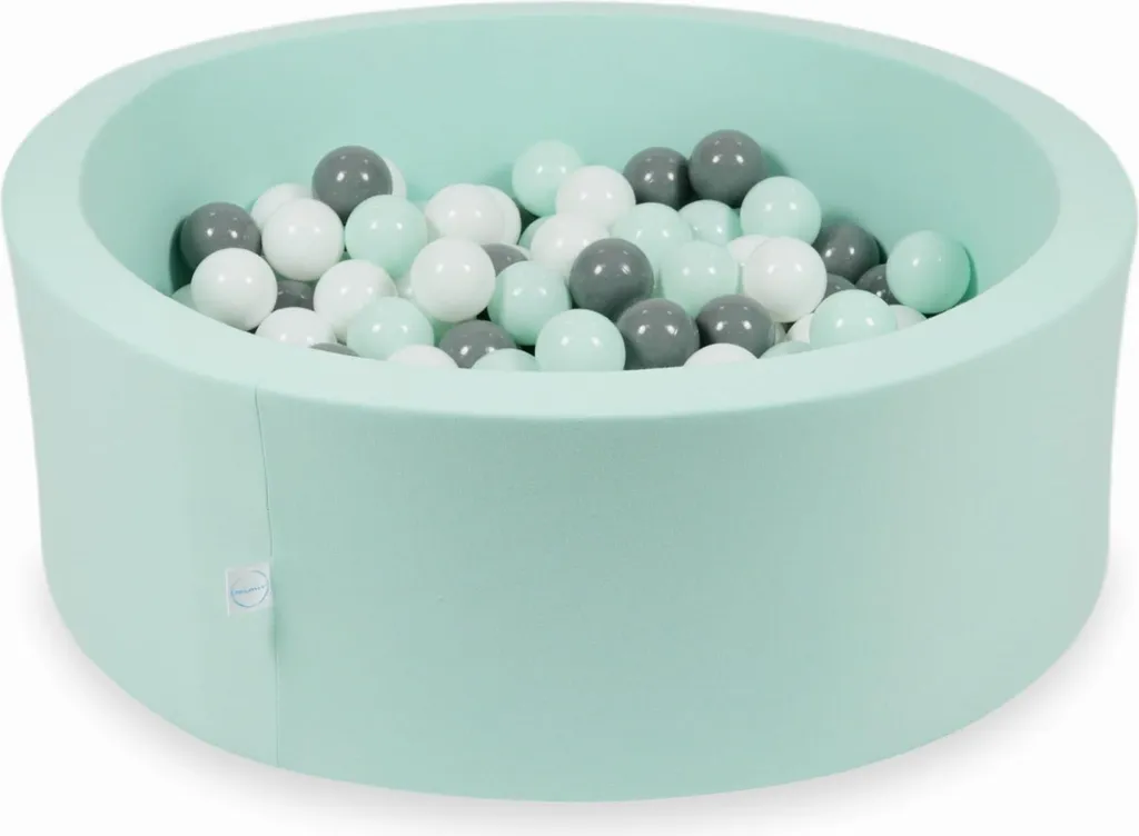 Piscine sèche enfant 90x30 cm Dry Mint avec balles Menthe Gris Blanc