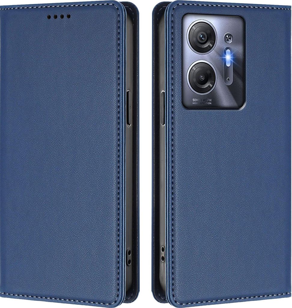 Handyhülle für Infinix Hot 30 5G, Kunstleder Klapphülle Stoßfeste Magnetische Hülle mit Ständer Dunkelblau