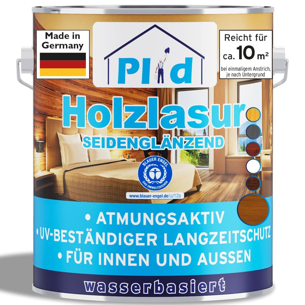 Plid Holzlasur Innen & Aussen Teak 0,75L - Holzschutzlasur Außen mit UV beständigem Langzeitschutz - Grundierung Holz Außen - Holzschutzgel