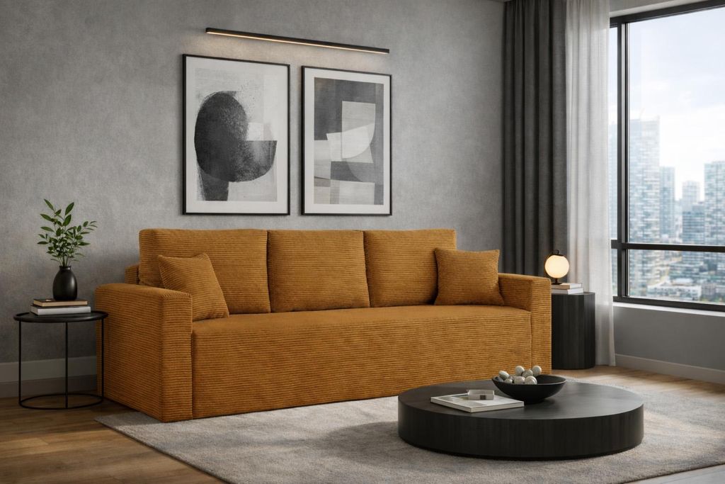 Kaiser Möbel Modernes Sofa ZOOM mit Schlaffunktion Gelb