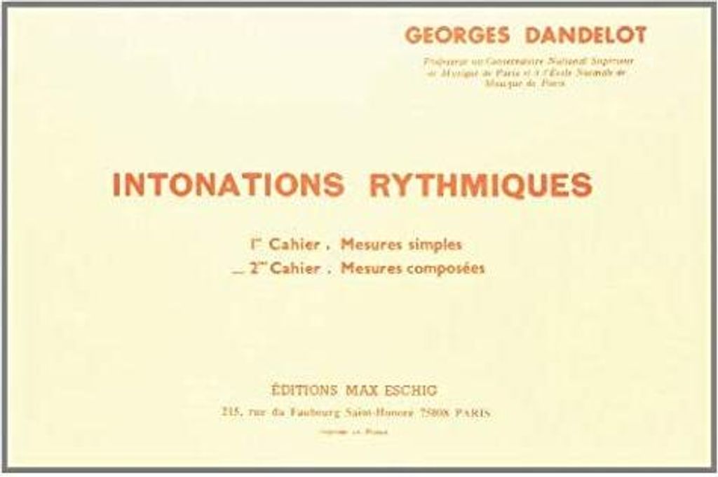 Dandelot Intonations Rythmiques Vol 2 Enseignement Music Education