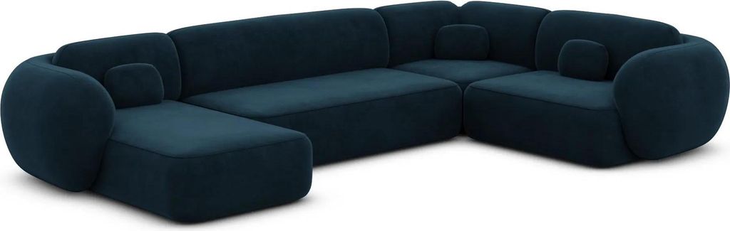 Samtstoff U-Form XL Wohnlandschaft Mira Mitternachtsblau Links