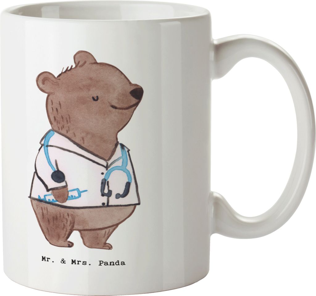 Mr. & Mrs. Panda Trinkbecher Arzt Herz - Weiß - Geschenk, Keramiktasse, Gebrochen, Teetasse, Doktor, Arztpraxis, Kaffeebecher, Krankenhaus, Pott, ...