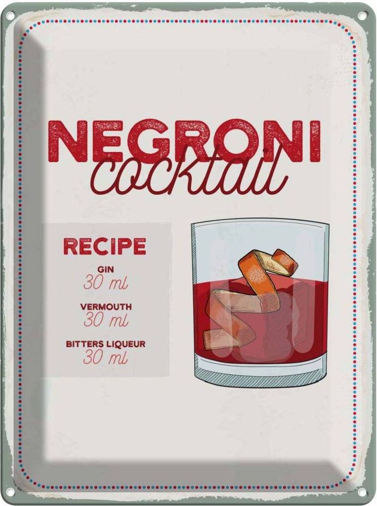 vianmo Blechschild 40x30 cm n Cocktail Recipe GIN Essen Trinken
