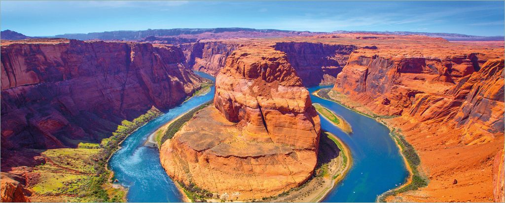 Wallario selbstklebendes Poster - Hufeisenförmiger Mäander des Colorado River, Größe: 50 x 125 cm