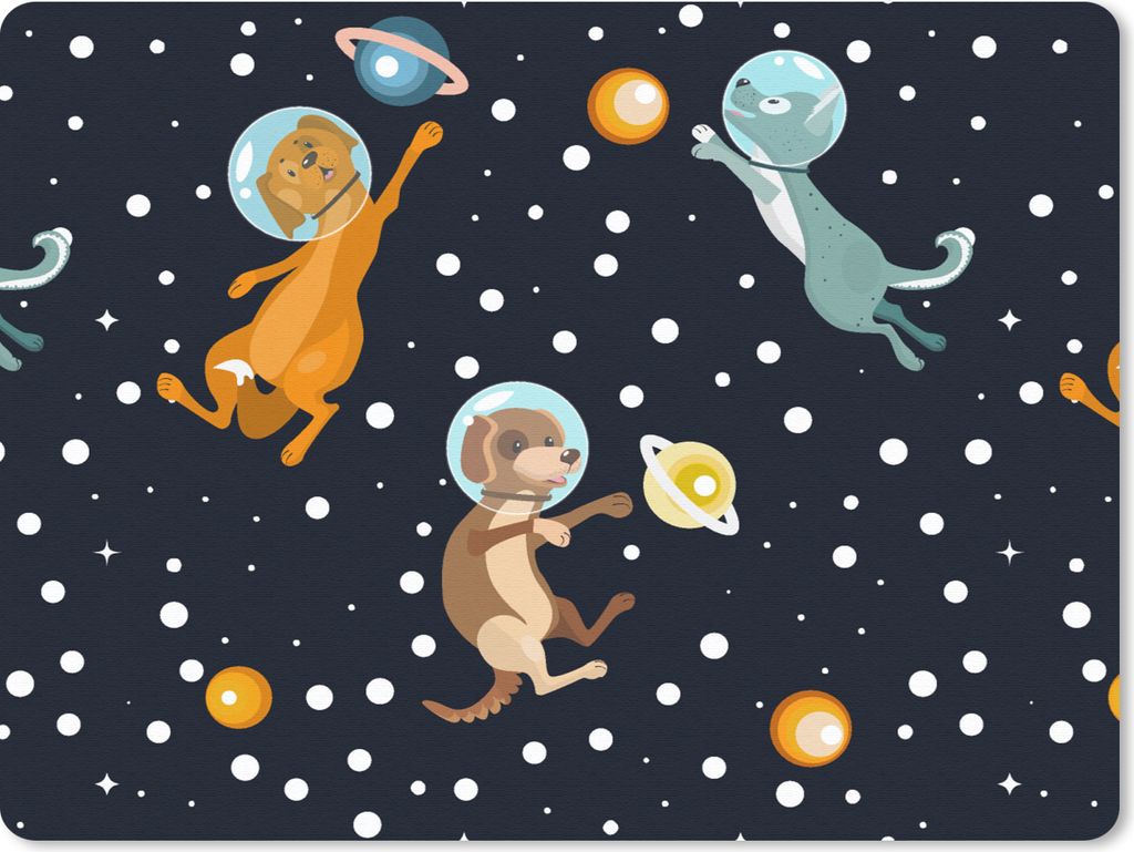 MuchoWow Mauspad Mousepad Planeten - Hund - Muster 40x30 cm - Mousepads - Maus Mat - Pad - Mausunterlage - Anti Rutsch