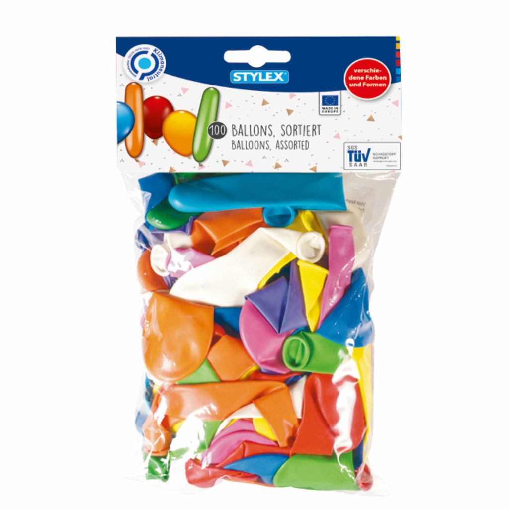 Palloncini Stylex, sacchetto da 100 - vari colori e forme Immagine del prodotto 