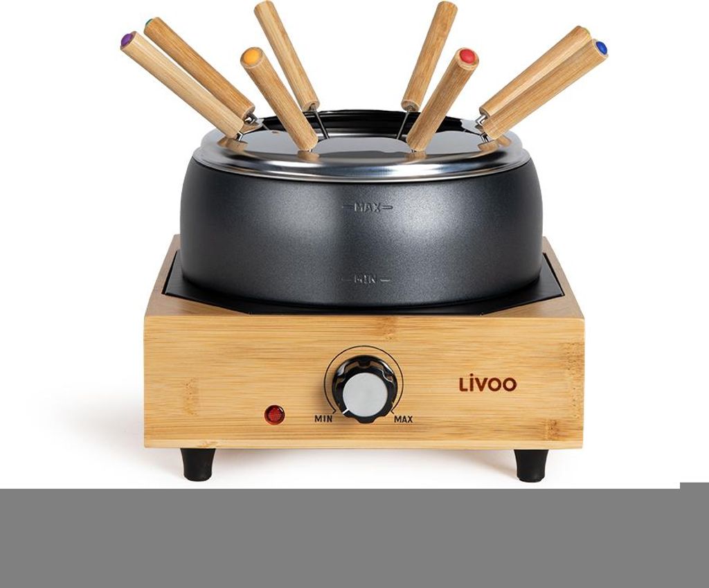 Livoo Fonduetopf 2 L 800 W Schwarz und Holz für 8 Personen Produktbild 