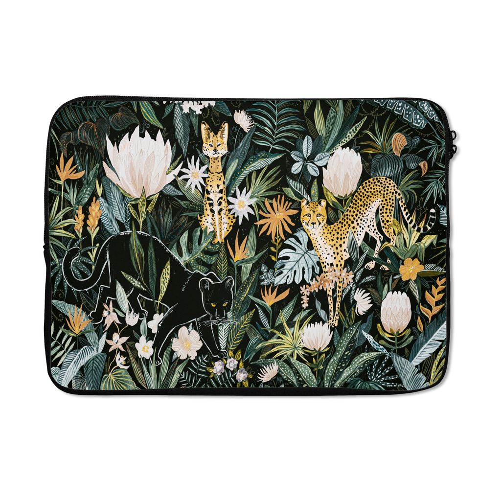MuchoWow Laptop Hülle 13 Zoll Dschungel - Tiere - Pflanzen Laptoptasche - Laptophülle - Sleeve - Rundumschutz