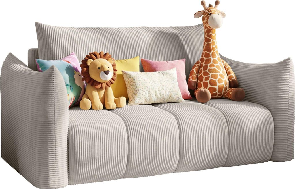 Schlafsofa 2-Sitzer mit Bettkasten – Ausziehbar Jugendsofa mit Schlaffunktion, Liegefläche 120 x 150 cm – für Jugendzimmer, Kinderzimmer und ...