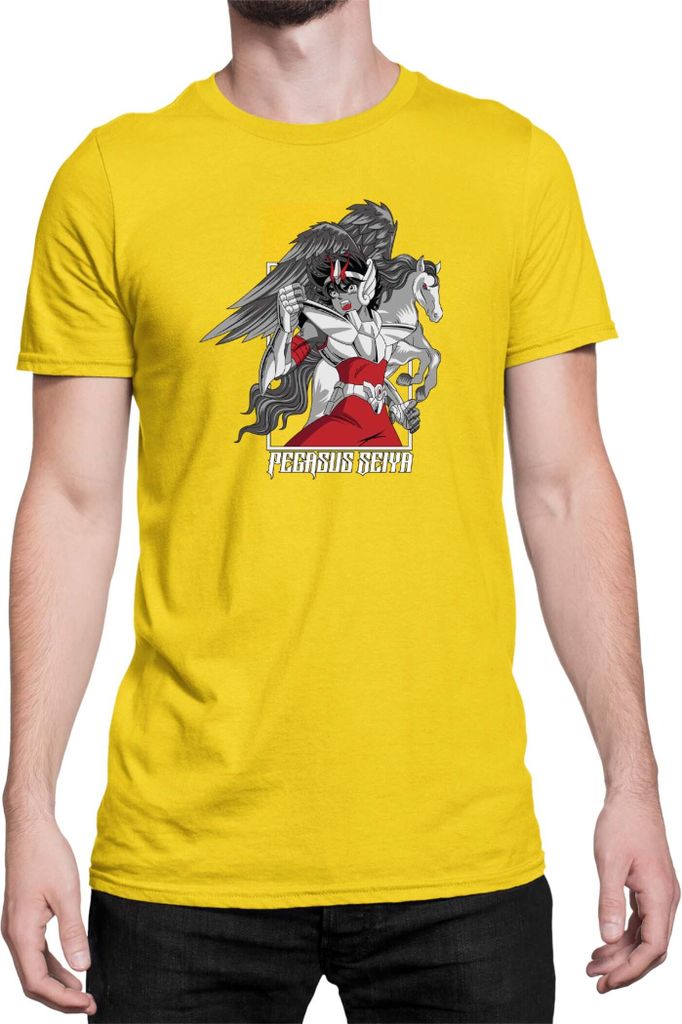 Herren T-Shirt Japan Anime Manga Saint Anime Seiya Pegasus Seiya 03 Flying Horse, Man 2XL / Gelb