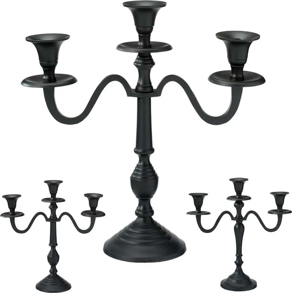 Candelabro Nero A 9 Bracci In Metallo 117.5 Cm - Elegante Portacandele Per Matrimoni E Cene - Struttura Antiscivolo - 4