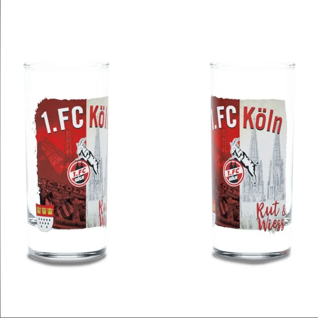 1. FC Köln Set Bicchieri Rut & Wiess 0,3L - Vetro Originale Bundesliga