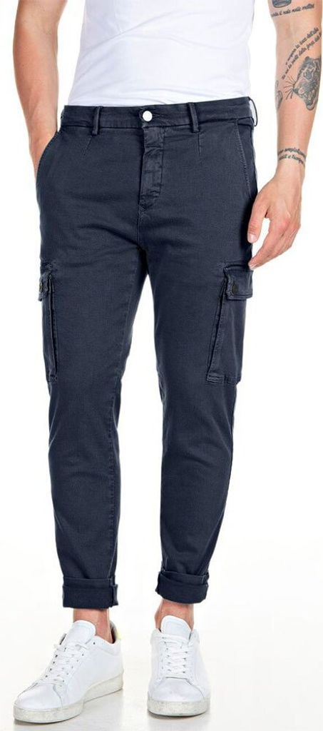 Replay M9649e.000.8366197 Cargohose Schwarz 30 / 30 Mann Schwarz 30