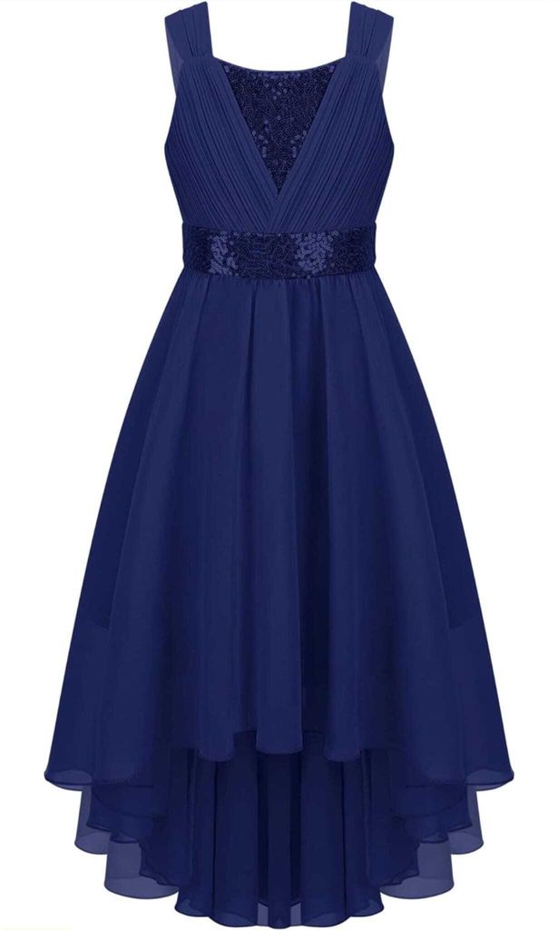 Glitzernde Eleganz: Festliches Prinzessin Blumenmädchenkleid für Mädchen mit Pailletten - Hochzeit, Fest und Party - Größe 140 cm
