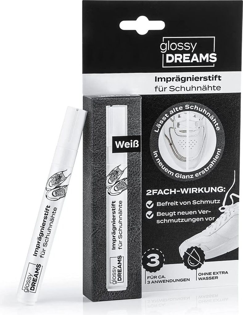 glossy DREAMS Nahtstift - Imprägnierstift für Schuhnähte - weiß - 8 ml