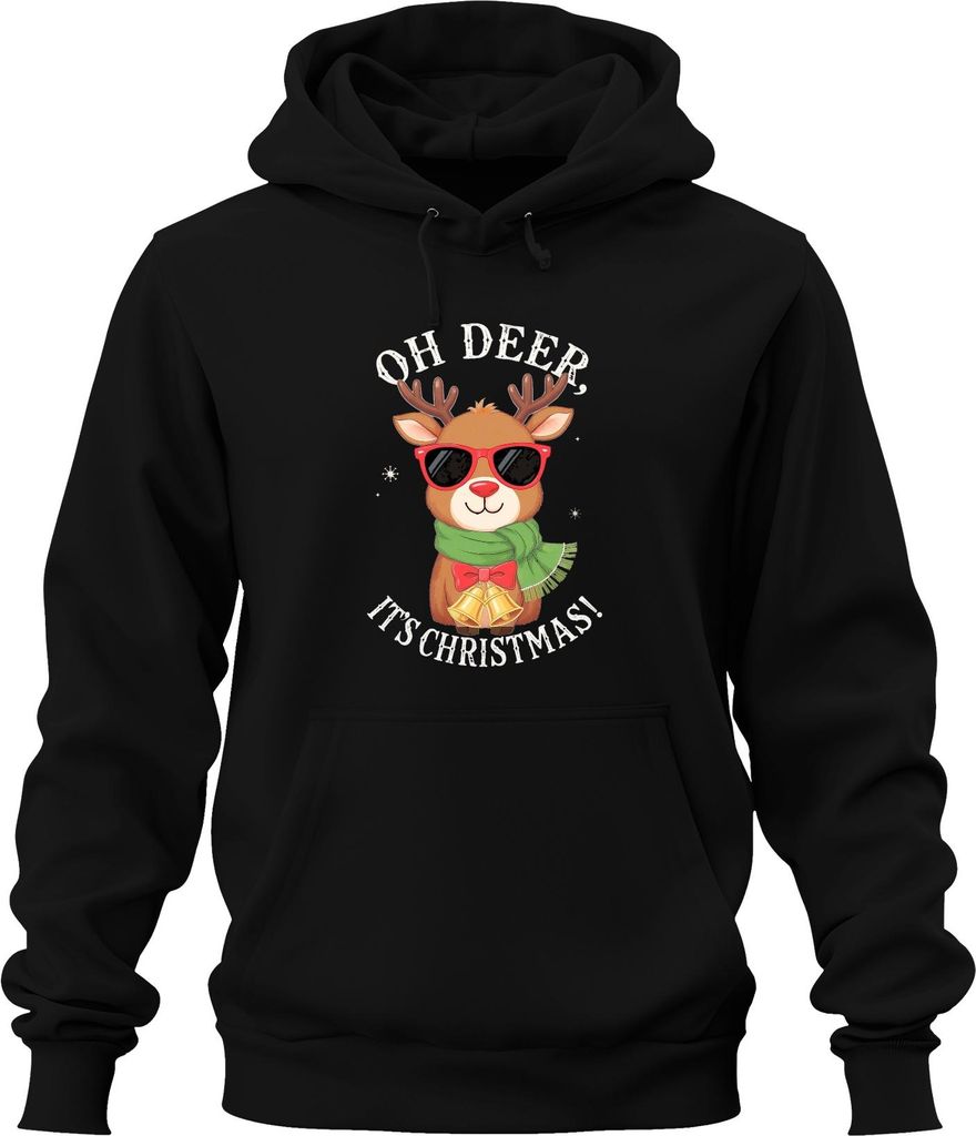 Oh Deer It's Christmas Rudolph Sonnenbrille Schal Glocken lustig Uni Hoodie Kapuzenpullover, Schwarz, XXL
