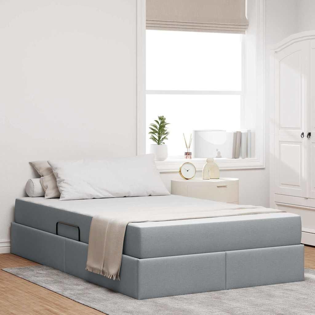 Maison Exclusive - Aufbewahrungsbett mit Matratze Hellgrau 120 x 200 cm Polyester