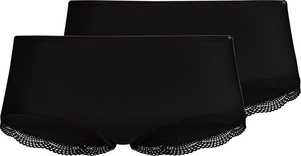 SKINY Damen Hipster, 2er Pack - Pant DP, Classic Baumwolle, Spitze, Baumwoll-Stretch Schwarz 2XL