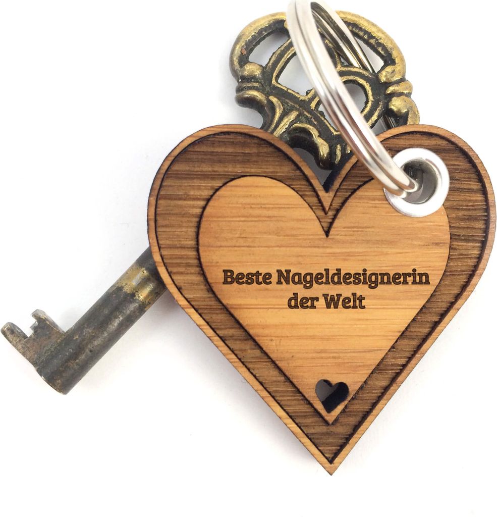 Mr. & Mrs. Panda Glücksbringer Nageldesignerin - Bambus - Geschenk, Liebe, anhänger tasche, für, Herzchen, Herz, Schlüsselanhänger Herren, Ges...