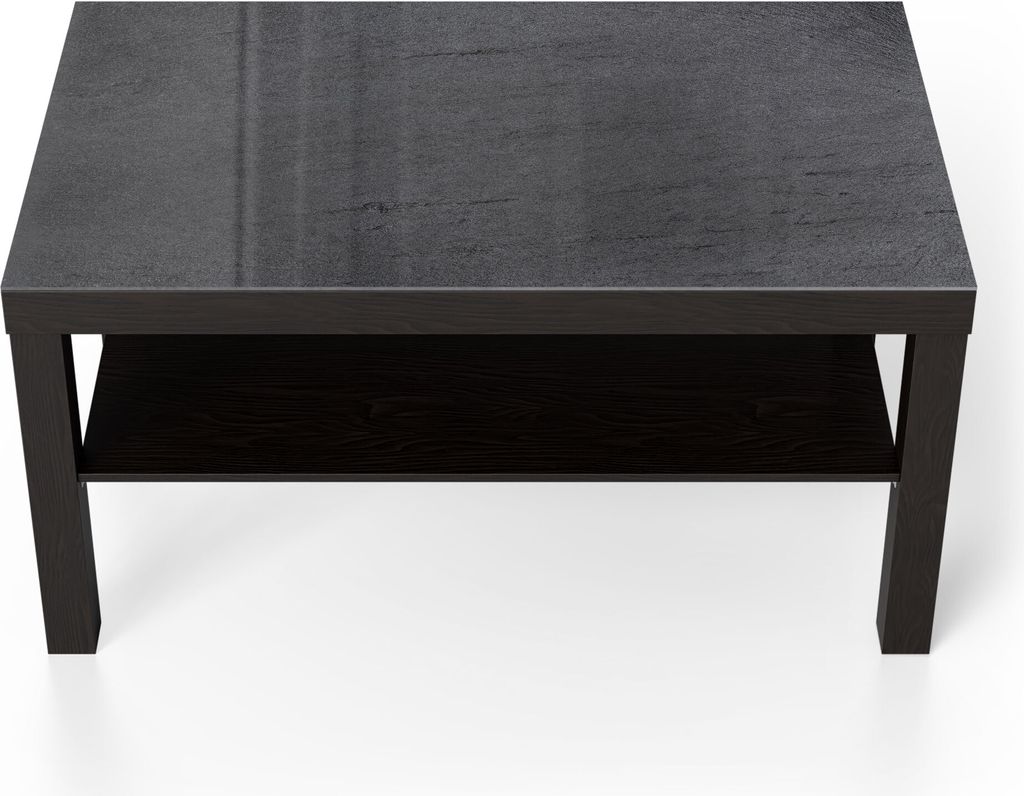 DEQORI Couchtisch 90x55 cm Schwarz 'Schiefertafel Stein-Optik' Glas Beistelltisch