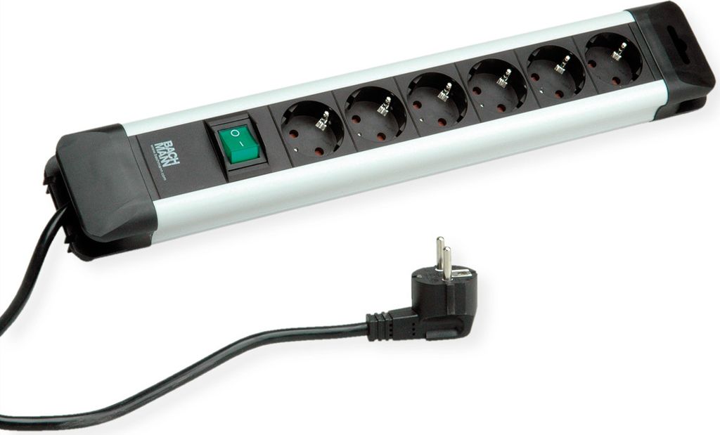 BACHMANN CONNECTUS Steckdosenleiste 6x Schutzkontakt, Kunststoff, mit Schalter, 2 m