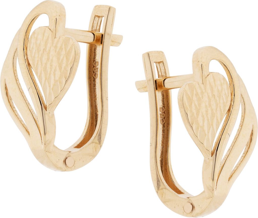 Golders Ohrringe aus 585er Rotgold mit einem Herzelement, Goldschmuck Ohrhänger für Damen