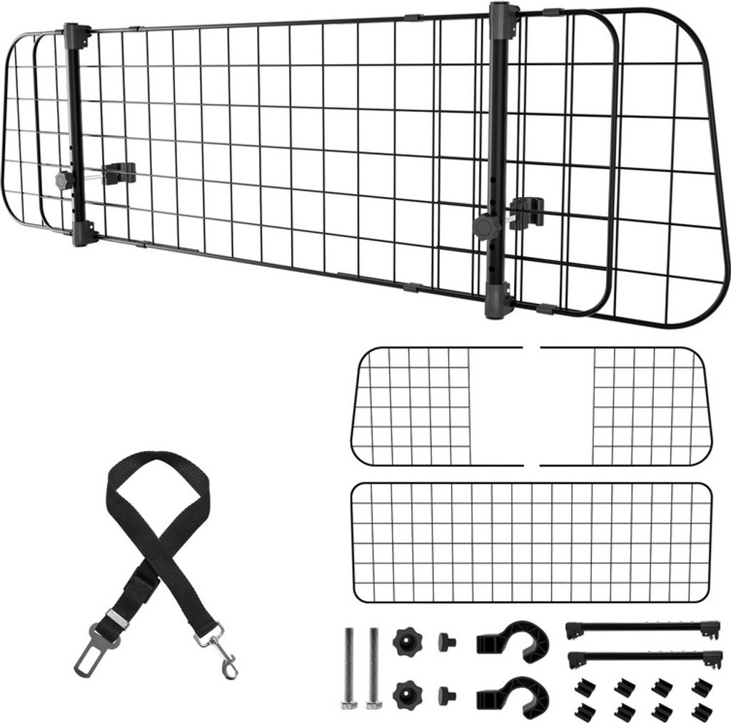 Yakimz hundegitter auto verstellbare Breite verstellbar von 90-145 cm Nimm 3 stacheldraht schwarz