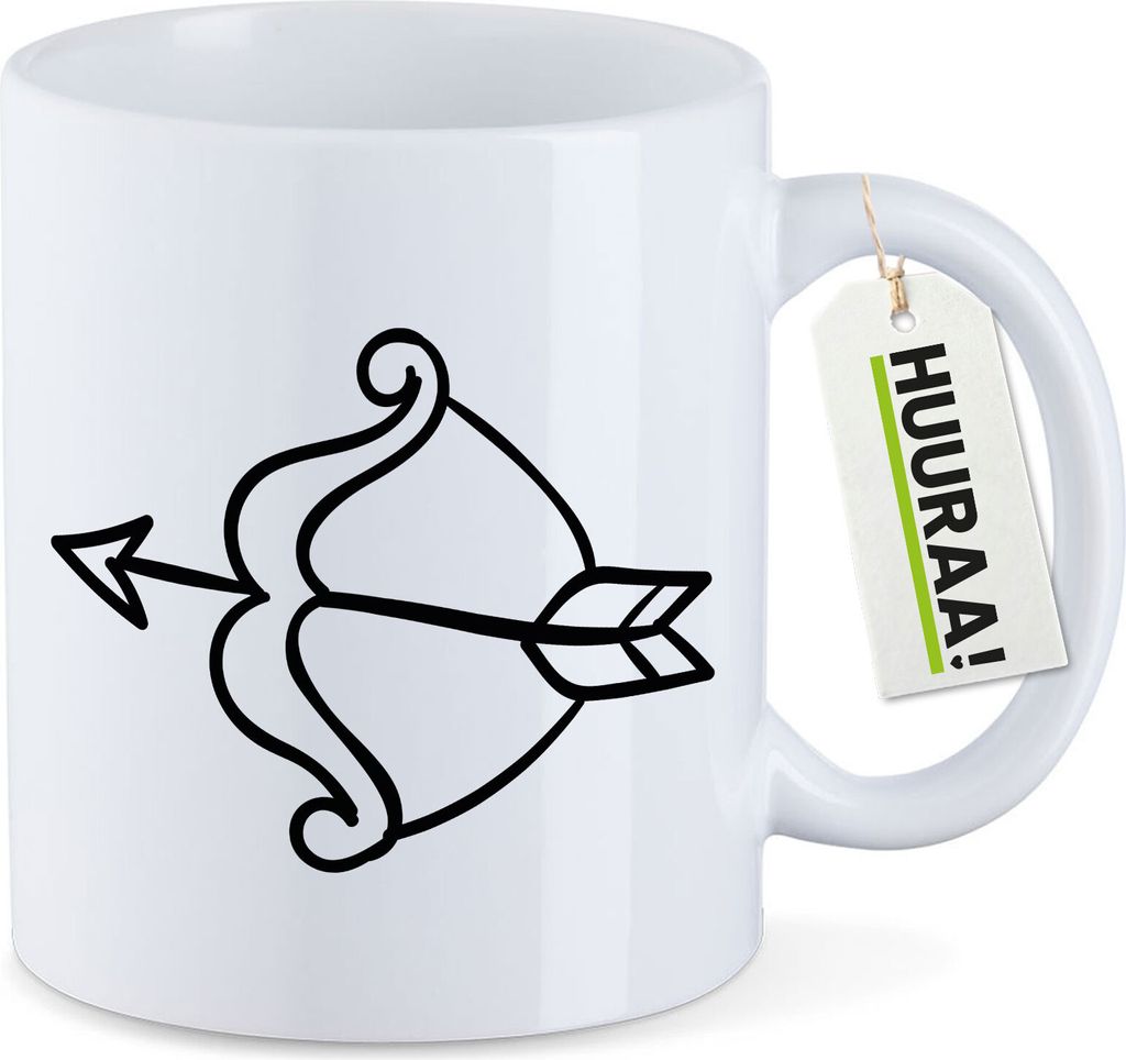Huuraa Kaffeetasse Amors Pfeil Bogen 330ml Weiß Keramik Kaffeebecher Geschenkidee