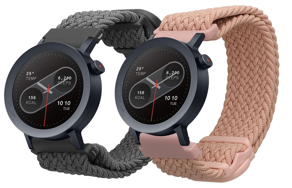 kwmobile 2x Uhrenarmband für CMF Watch Pro 2 / Watch Pro 1 Armband - Fitnesstracker Band Set aus Nylon - Ersatzarmband Smartwatch - Grau Altrosa
