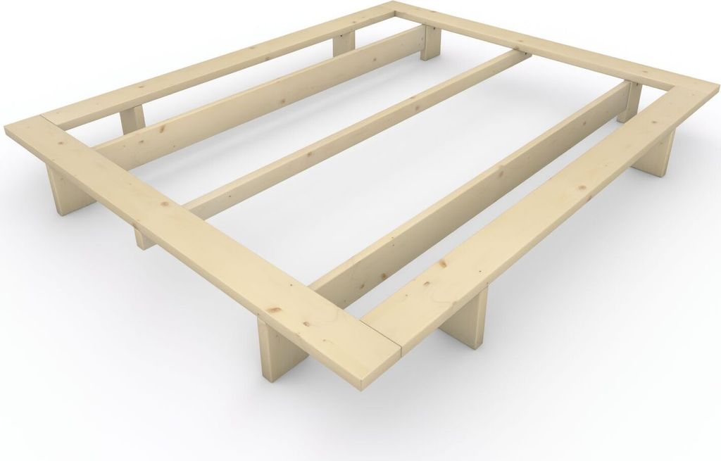 Massivholzbett im japanischen Stil "Komorebi" 160x200 Fichte