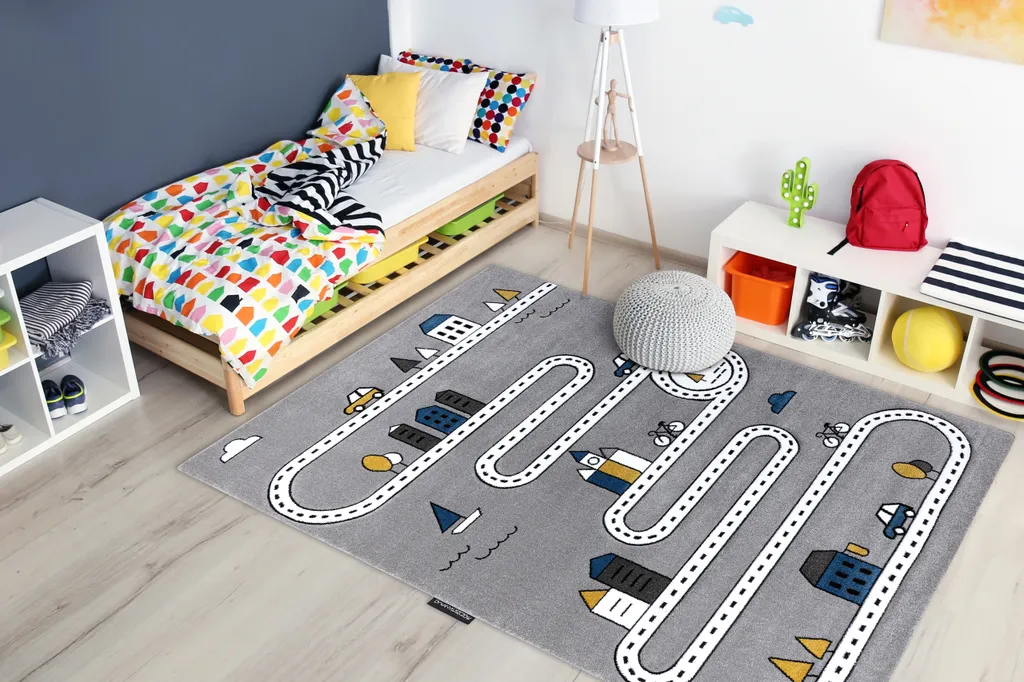 Grand Tapis de Salon Gris Petit Street Rue 240x330 cm Style Scandinave
