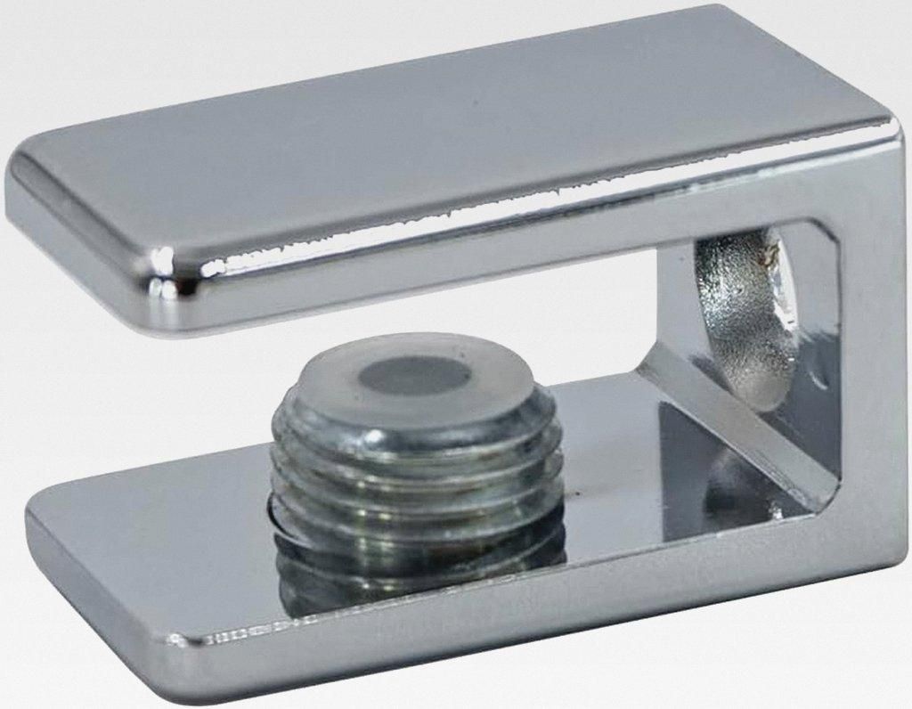 Glashalter eckig, 15 x 27mm, für 6-10 mm Glas, Zink glanzverchromt