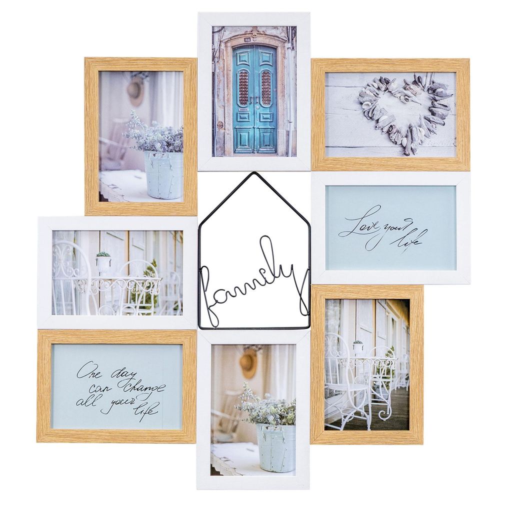 Bilderrahmen 46x51cm 8 Fotos 10x15 Family Natur Weiß Fotorahmen Fotocollage