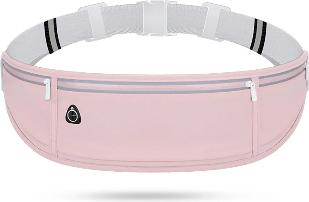 Marsupio, nylon, grande capacità, impermeabile, elasticizzato, leggero, cintura per fitness, sport, allenamento, rosa