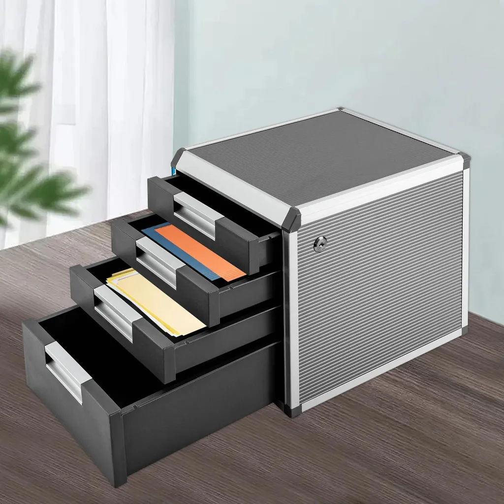 Classeur à tiroirs A4 sécurisé pour bureau professionnel en aluminium
