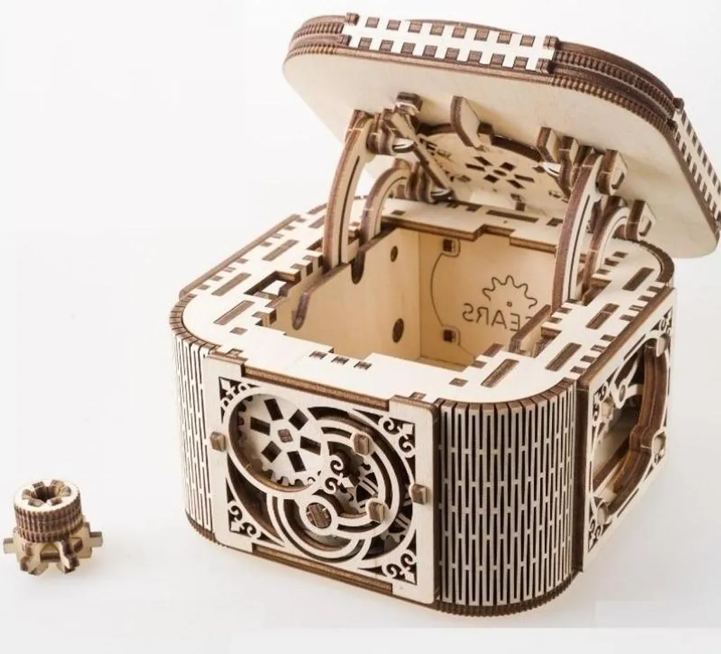Coffre au Trésor Puzzle 3D en Bois avec Serrure à Code Mécanique - 13