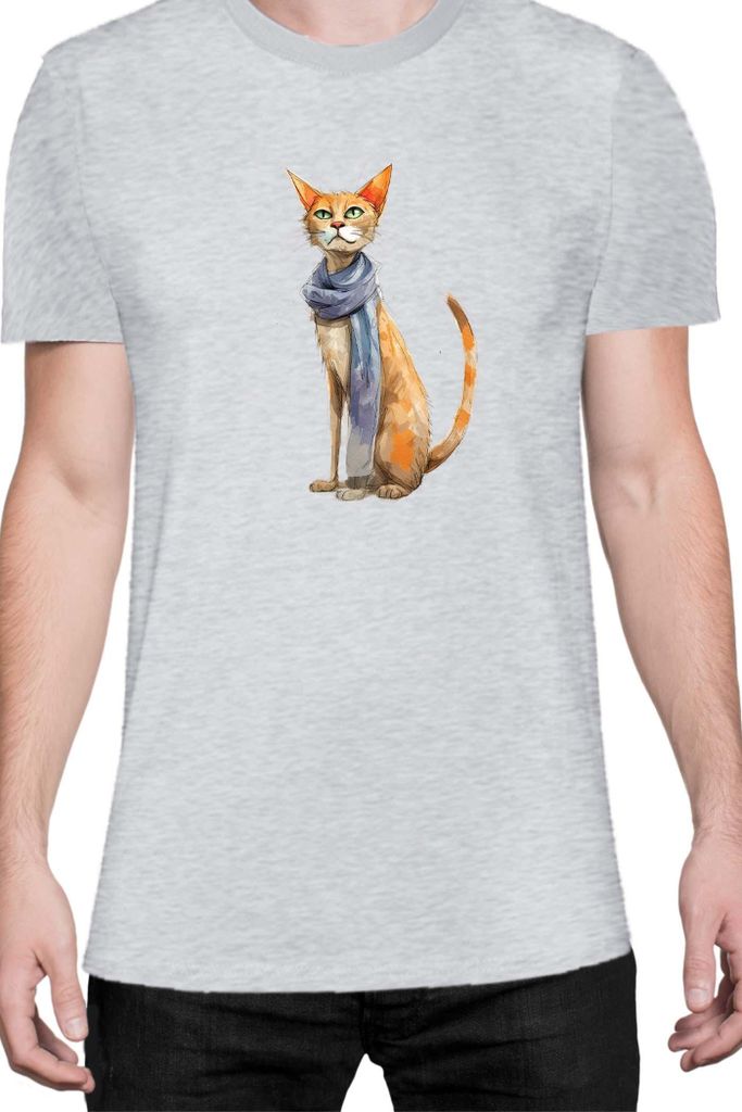 Herren T-Shirt Funny Cats Breeds Javanese Cat 023, Man M / Grau