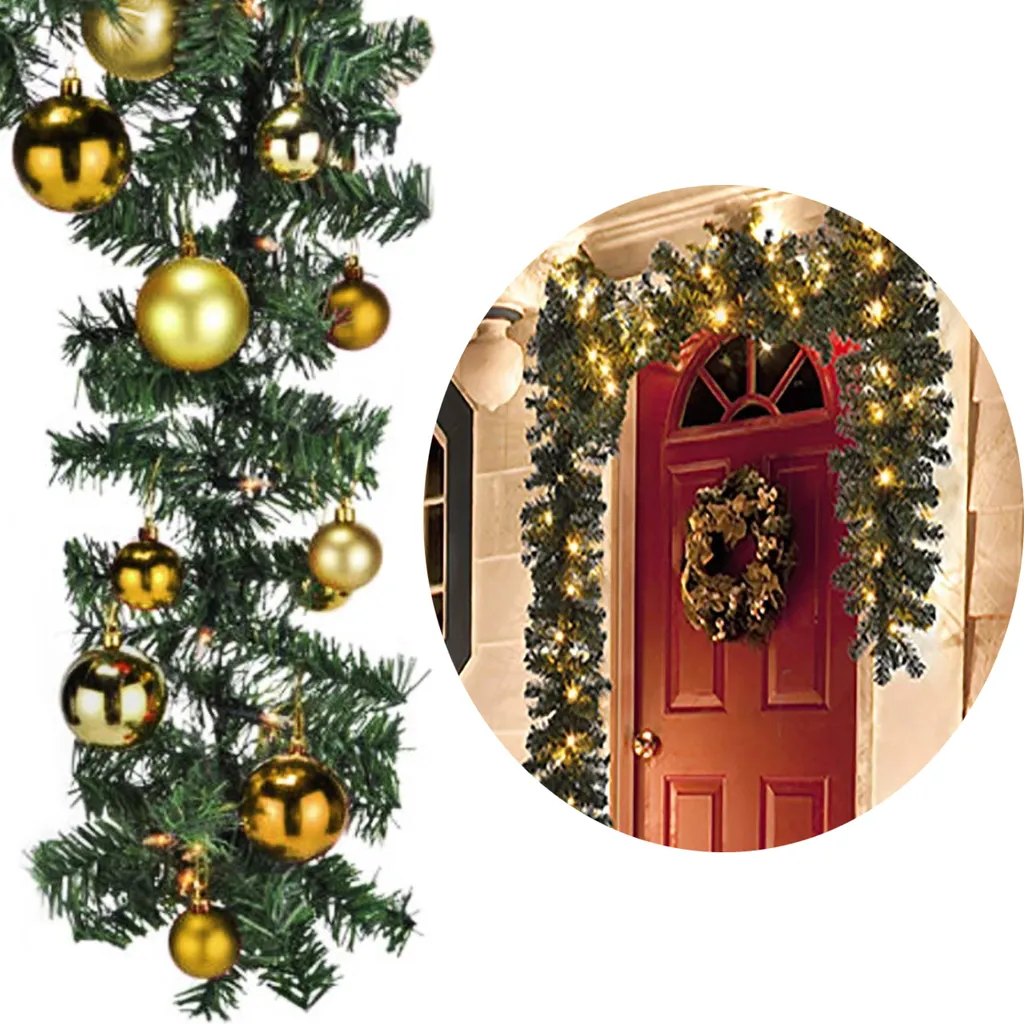 Guirlande sapin XL 540cm prête à poser : 70 LED et 30 boules incluses